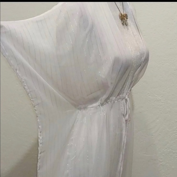 Jessica Simpson Metallic Trim Caftan Cover Up - New Women |White | Size: XL - Picture 6 of 9